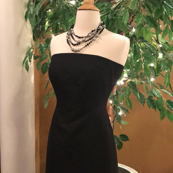 ANN TAYLOR BLACK STRAPLESS DRESS PETITE SIZE 4 - Picture 5 of 8